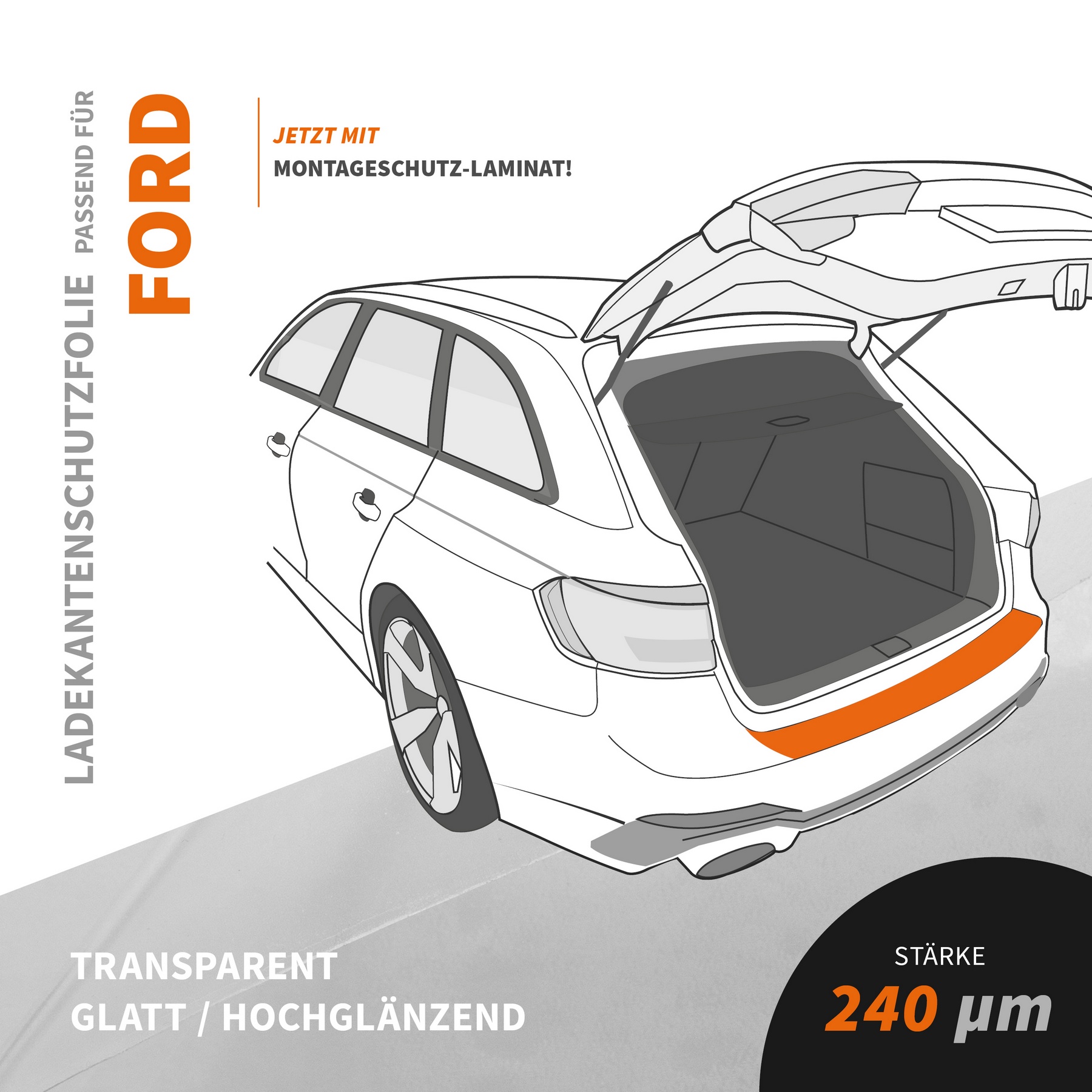 Ladekantenschutz-Folie Lack Schutz Kratzer Transparent für Ford Kuga 2 II 2013 Ladekantenschutz-Folie Lack Schutz Kratzer Transparent für Ford Kuga 2 II 2013