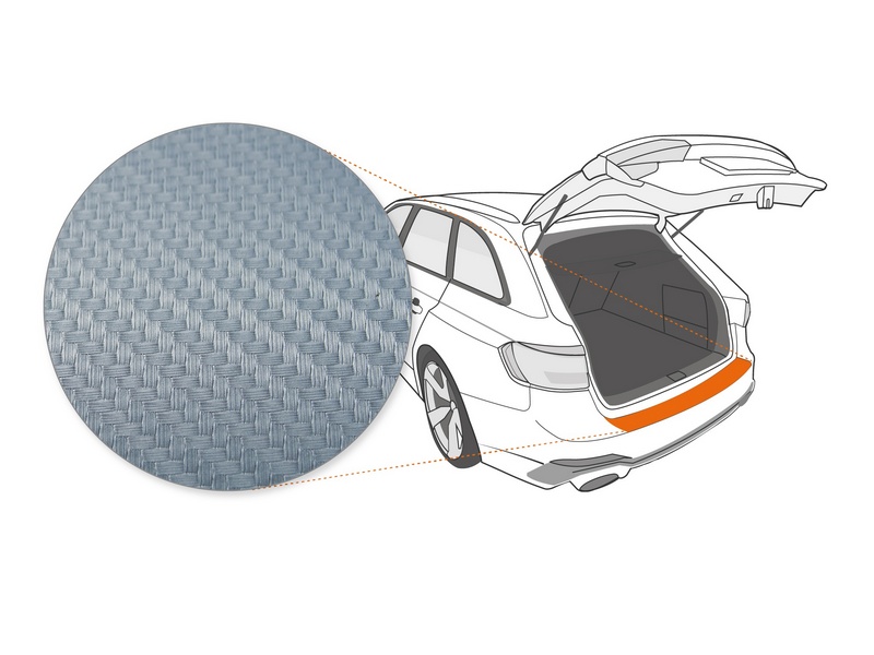 Ladekantenschutzfolie › Silber Carbon-Optik Matt | 160 µm stark | Mercedes-Benz C-Klasse Coupé Typ C205 ab BJ 09/2015