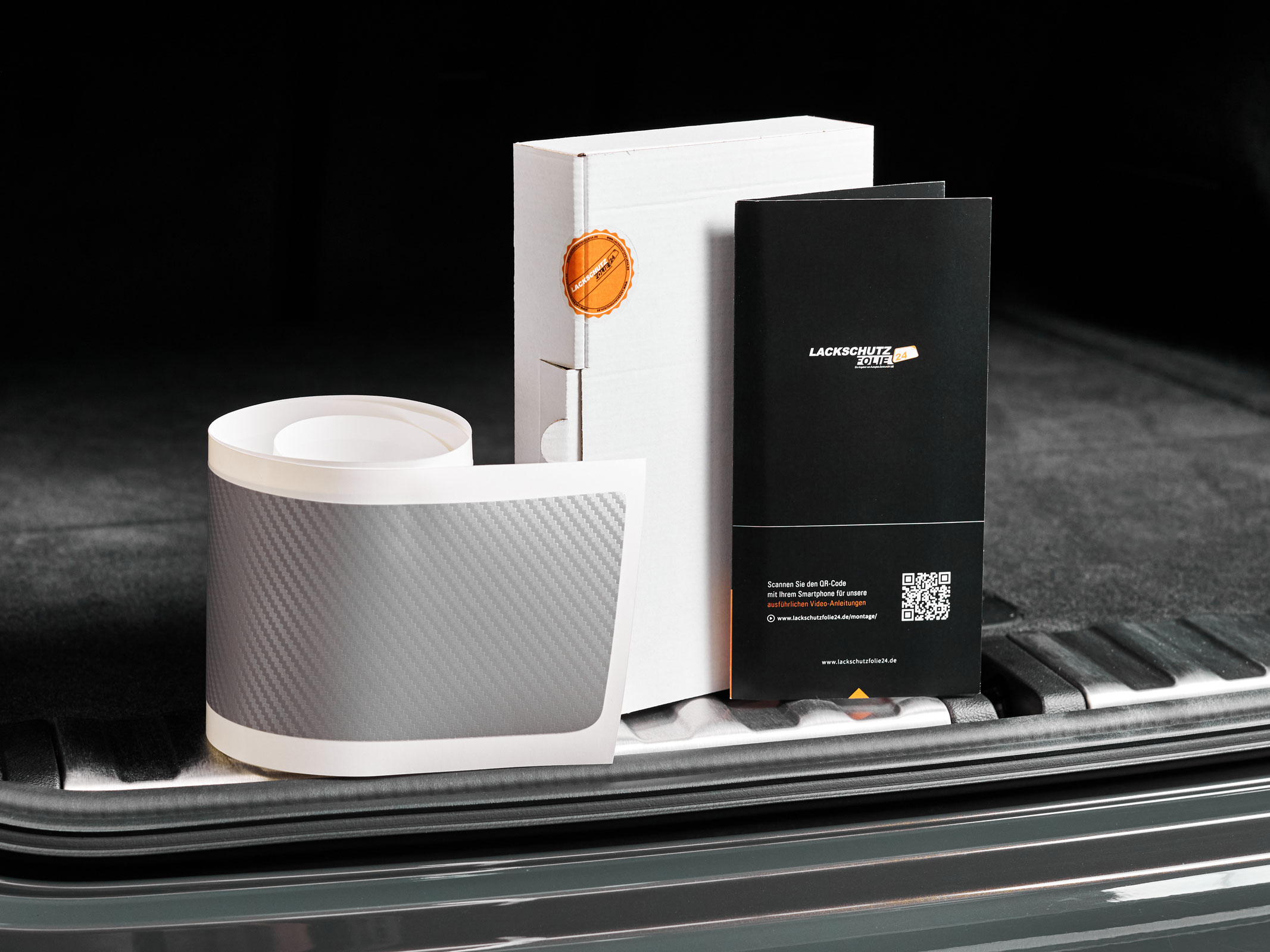 Ladekantenschutzfolie - Silber Carbon-Optik Matt für Mitsubishi Outlander (III) PHEV, Typ CWo, Facelift, ab BJ 2015