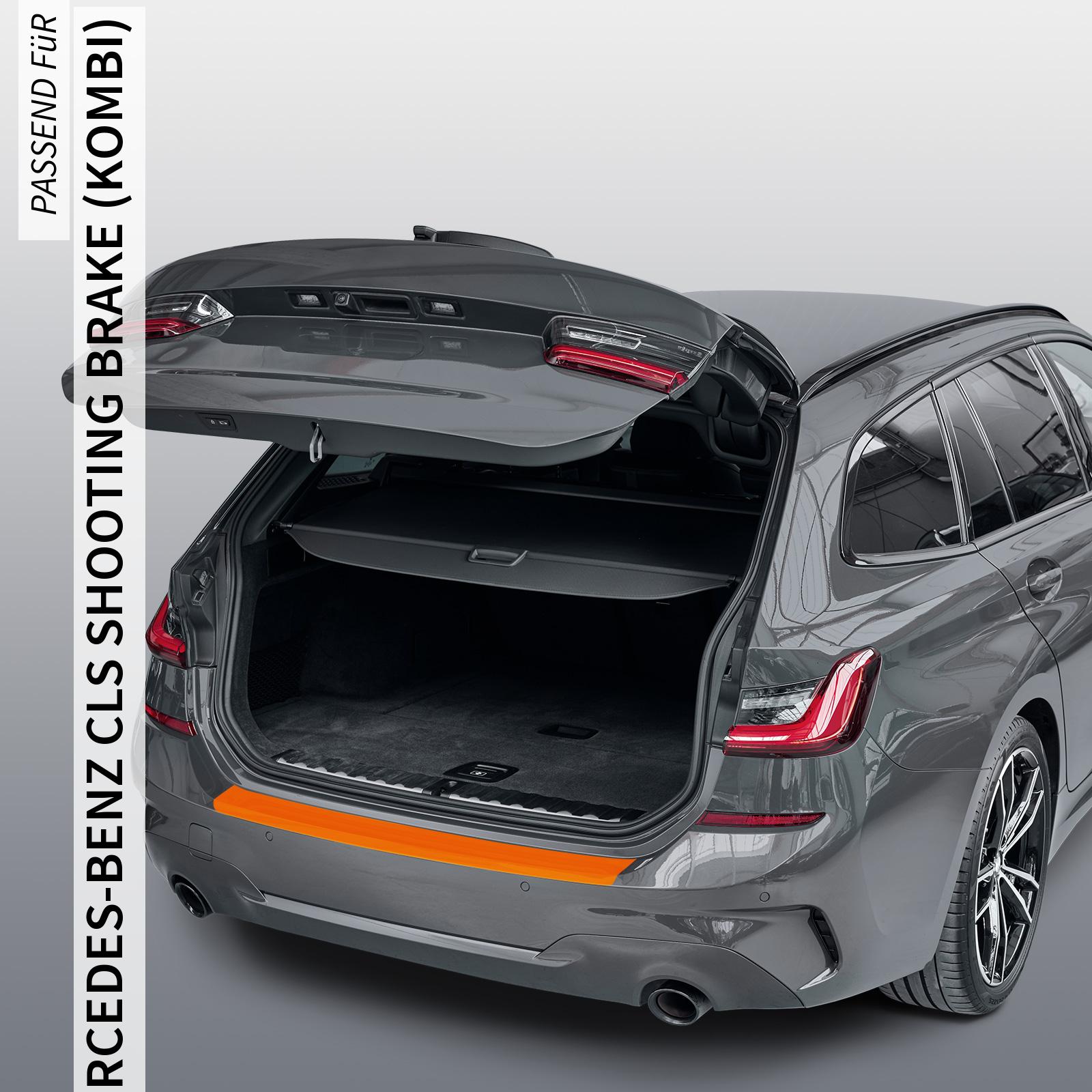 Ladekantenschutzfolie - Schwarz Glatt Hochglänzend 110 µm stark  für Mercedes-Benz CLS Shooting Brake (Kombi) Typ X218, ab BJ 08/2012