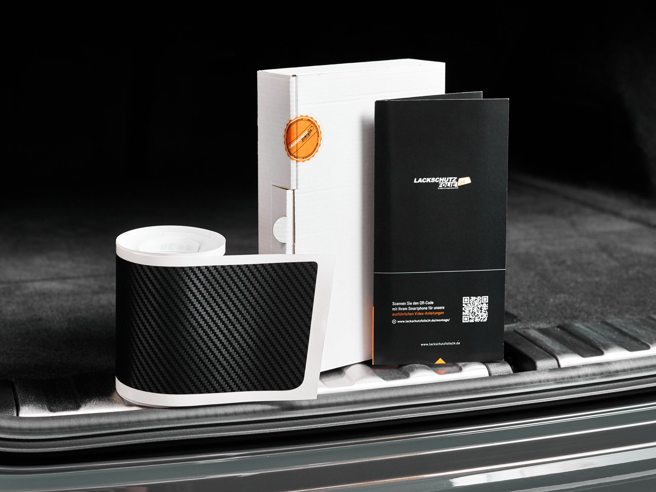 Ladekantenschutzfolie - Schwarz Carbon-Optik Matt für Peugeot Partner (II) Tepee, BJ 09/2008-2018