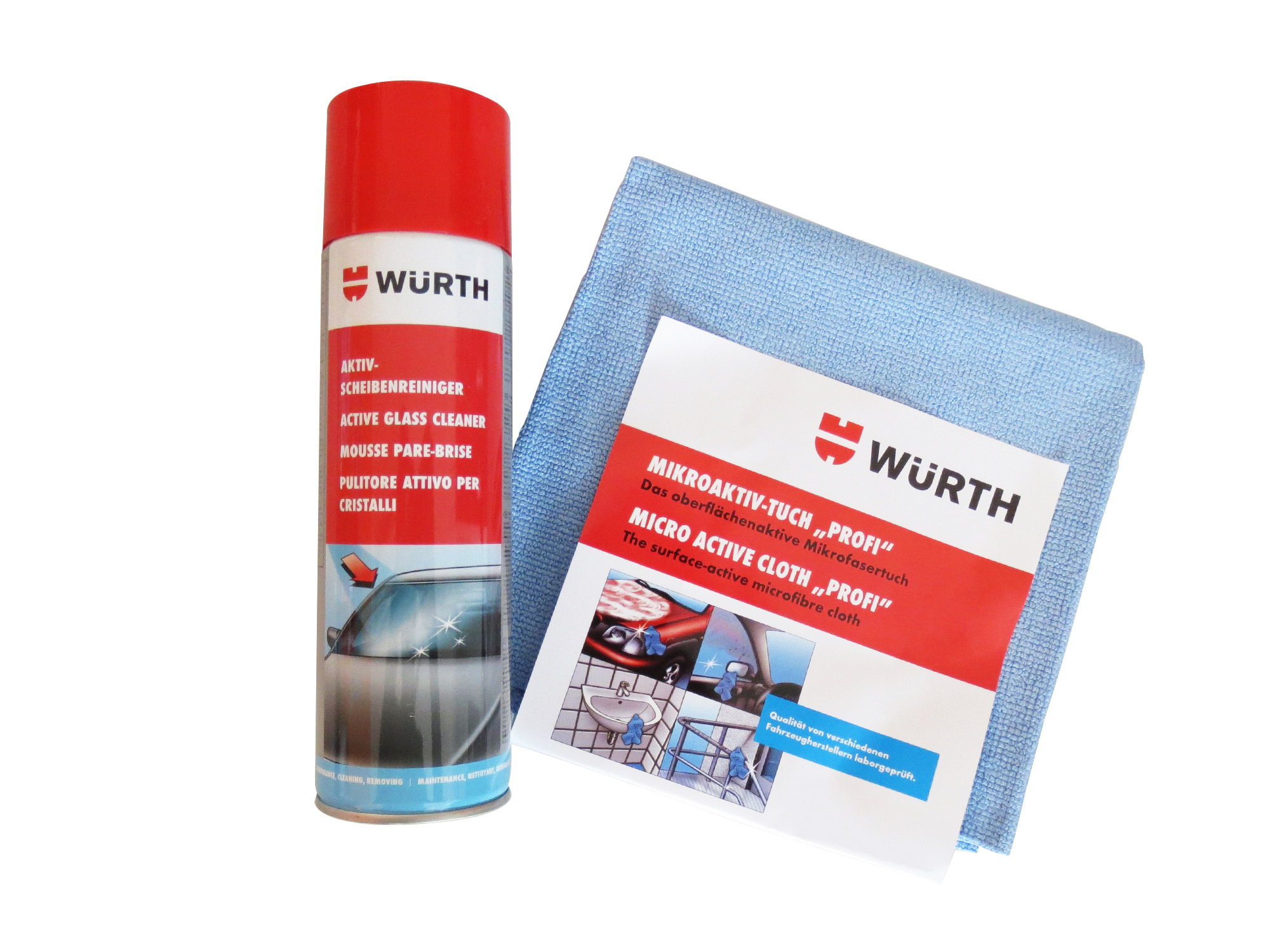 WÜRTH- Aktiv-Scheibenreiniger + WÜRTH- Mikroaktiv-Tuch