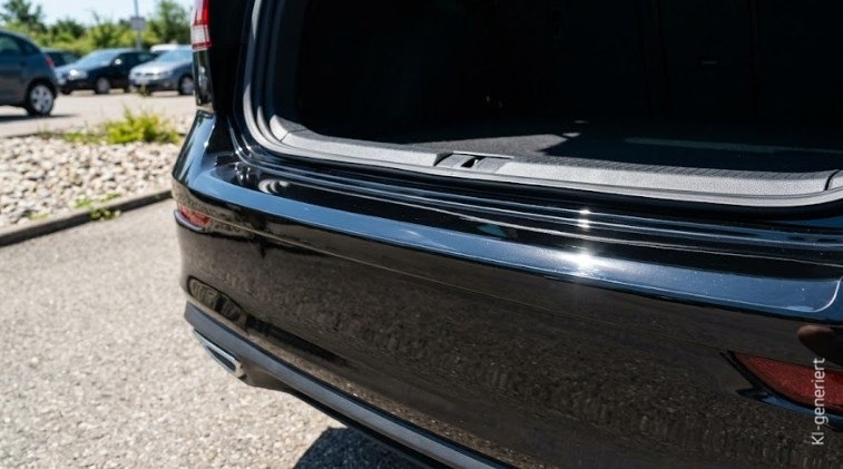 Autolackschutzfolie im Sommer: transparente Schutzfolie an Ladekante und Einstiegsleisten bei starker Sonneneinstrahlung